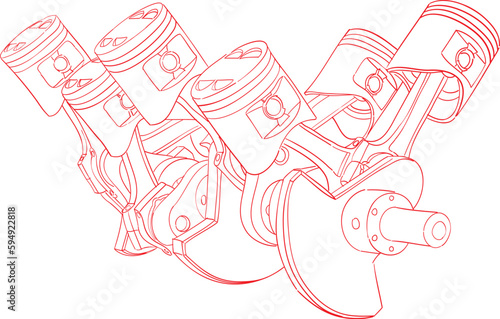engine pistons vector art illustration