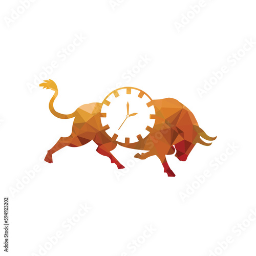 Bull and clock vector logo design. Bull and clock vector logo design.