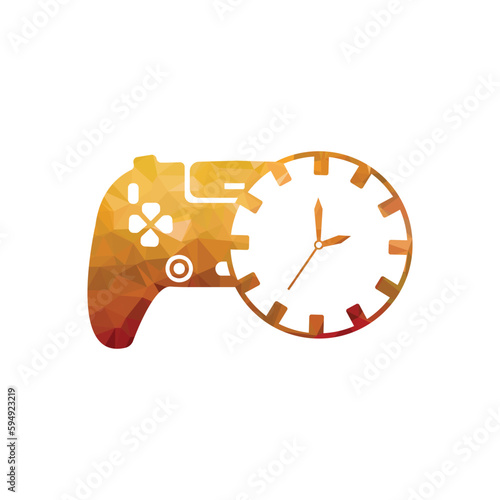 Game controller and clock icon. Game controller and clock vector icon. a concept of game time