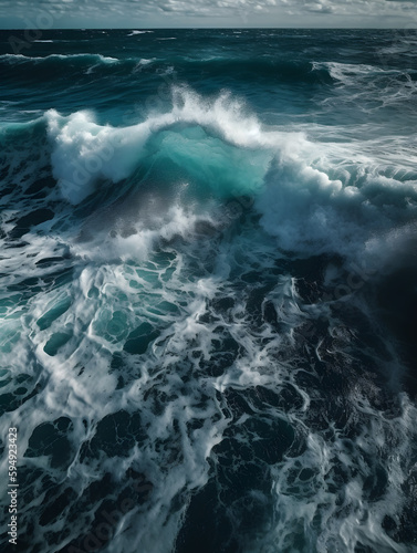 View waves in the ocean via drone ,generative ai