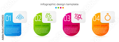 Set line Gold bars, Molten gold being poured, and ring. Business infographic template. Vector