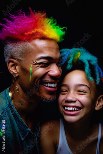 Colorful Joy: A Vibrant Collection of People Celebrating Life in Rainbow Hues, Enhanced by Generative AI Art, Including Children and Pets, Generative AI, Generativ, KI