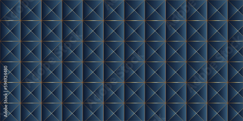 Abstract seamless pattern luxury dark blue and gold line geometric background. Luxury leather pattern background. Vector illustration. closeup. 