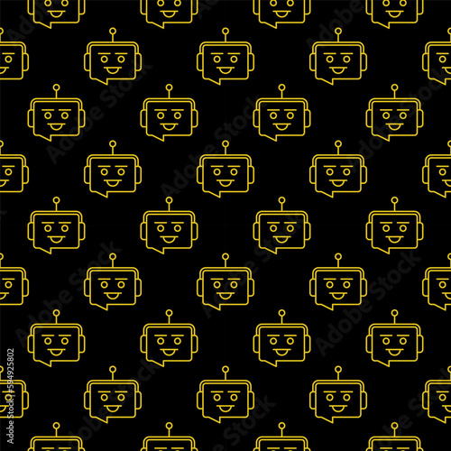 Speech Bubble Chatbot vector concept dark line seamless pattern