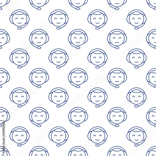 Chat Bot Head with Headset vector concept line seamless pattern