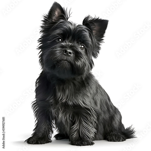 A Mature Affenpinscher, White Background 01. AI generative.