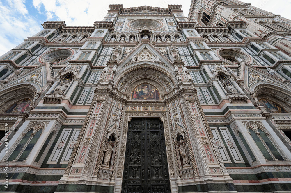 Front facade of Cathedral of Santa Maria del Fiore, Florence, Italy