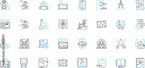 Academy linear icons set. Education, Learning, Instruction, Enrichment, Scholarly, Curriculum, Training line vector and concept signs. Knowledge,Scholars,Study outline illustrations