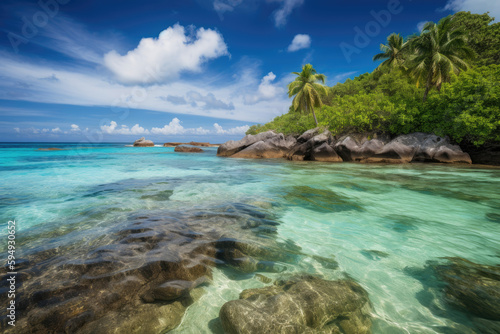 Tropical island in the ocean - Generative AI