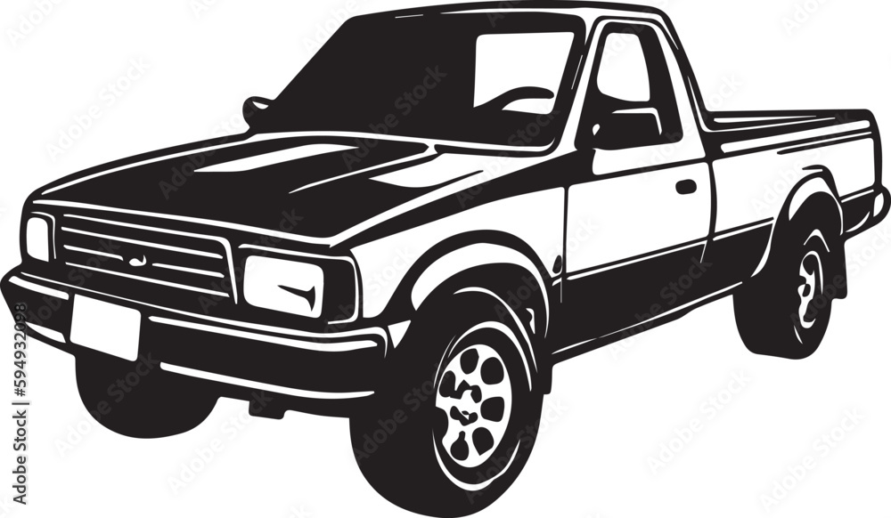 Classic Truck 90s, Muscle car, Classic car, Stencil, Silhouette, Vector Clip Art - Truck 4x4 Off Road 