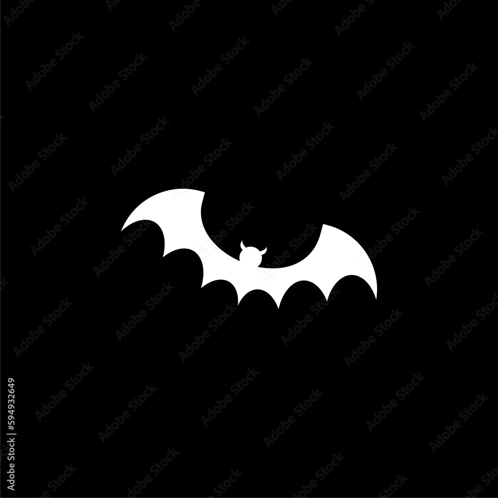 Bat silhouette isolated on black background.