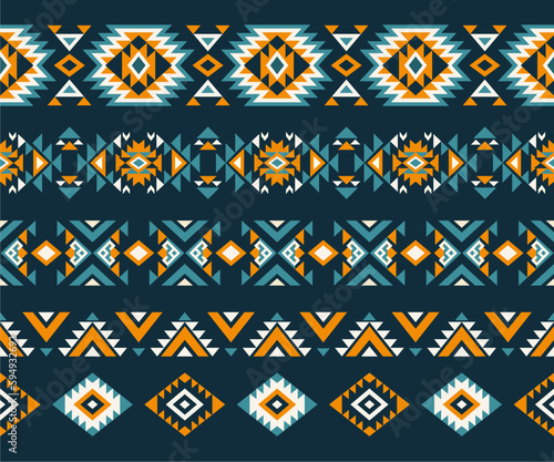 Aztec seamless border. Navajo decoration symbol, boho geometric template, rug. Ethnic motif. 