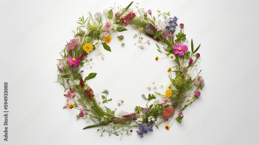 flower ring on a white background. generative ai