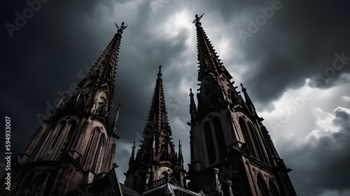 Photograph of a church with towering spires