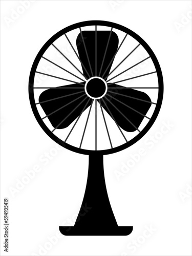 Table Fan  monochrome vector illustration isolated on white background. EPS 10 File.