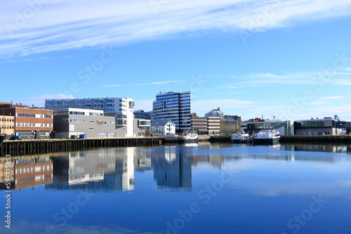 May 28 2022 - Tromso  Norway  Modern residential and business buildings in the city