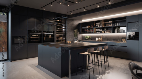 A sleek and high-tech kitchen with smart appliance  Generative AI