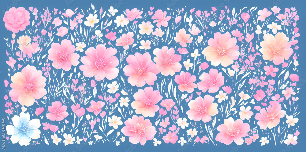 Colorful spring flowers background. AI generated illustration Colorful spring flowers background. AI generated illustration