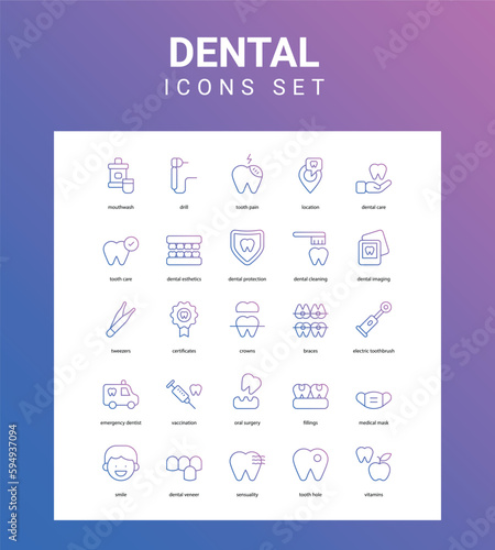 Dental related icon set