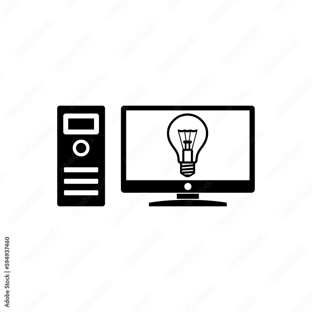 Computer light bulb icon isolated on transparent background Computer light bulb icon isolated on transparent background
