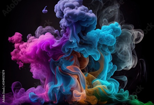Colorful smoke on black background