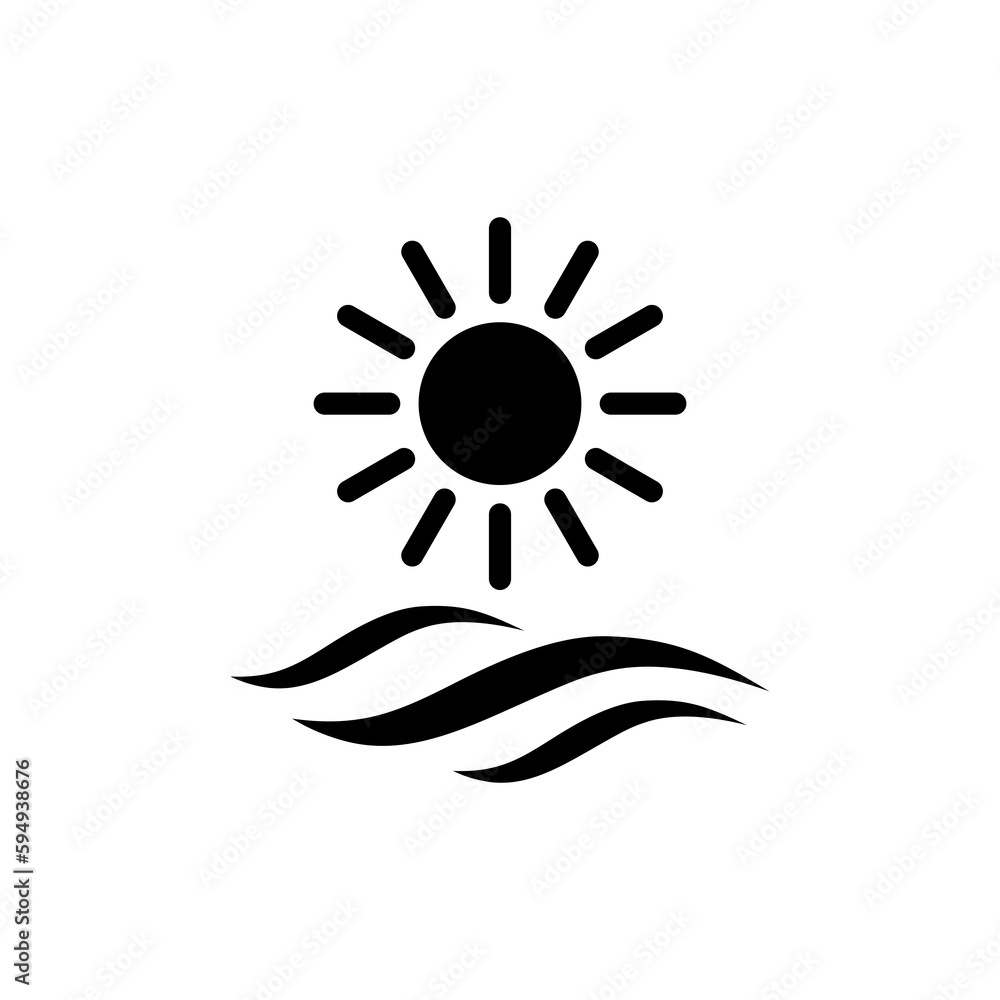 Sun and waves icon isolated on transparent background Sun and waves icon isolated on transparent background