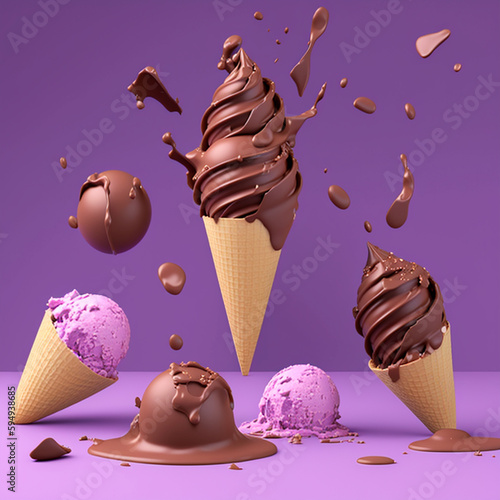 Obraz na płótnie generated with IA: Chocolate day, chocolate ice cream. w salonie