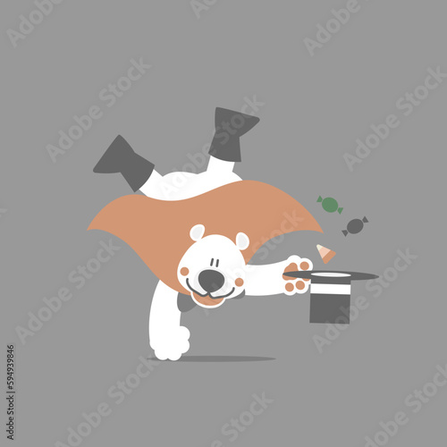happy halloween with polar bear and sweet candy, flat vector illustration cartoon character design