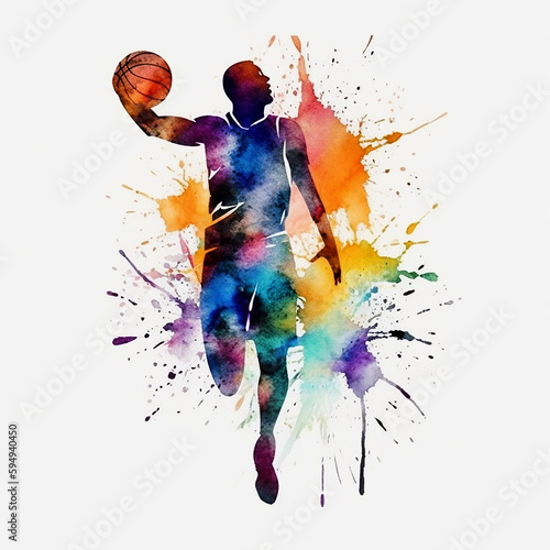 silhouette di giocatore di pallacanestro in posa sportiva, che schiaccia, set, sfondo bianco scontornabile, ai photo