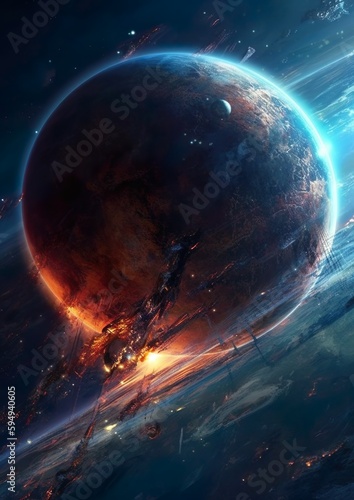 Planet in space, galaxy illustration design
