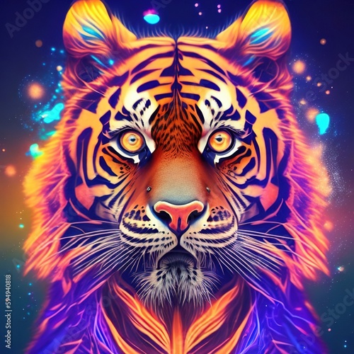 tiger head colorful illustration. generative ai