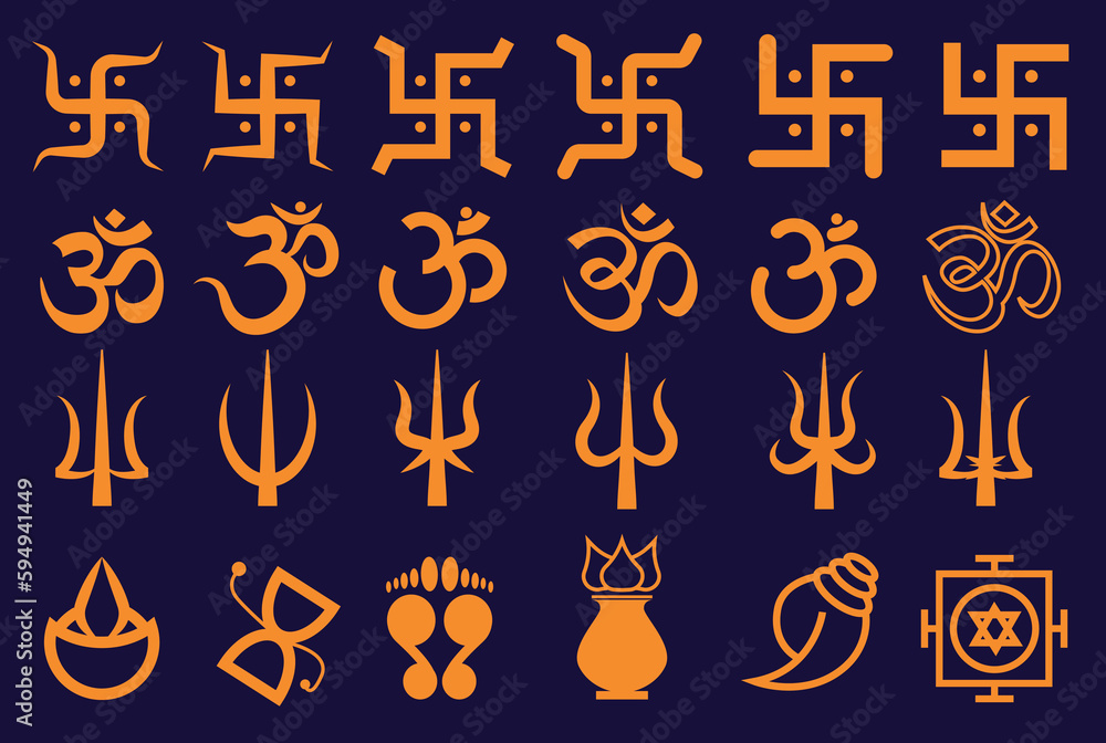 Hinduism logo and symbols vector illustrations Hinduism logo and symbols vector illustrations