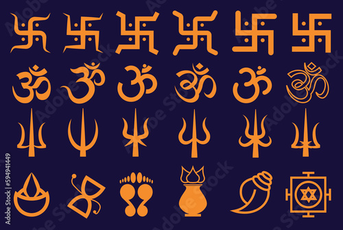 Hinduism logo and symbols vector illustrations