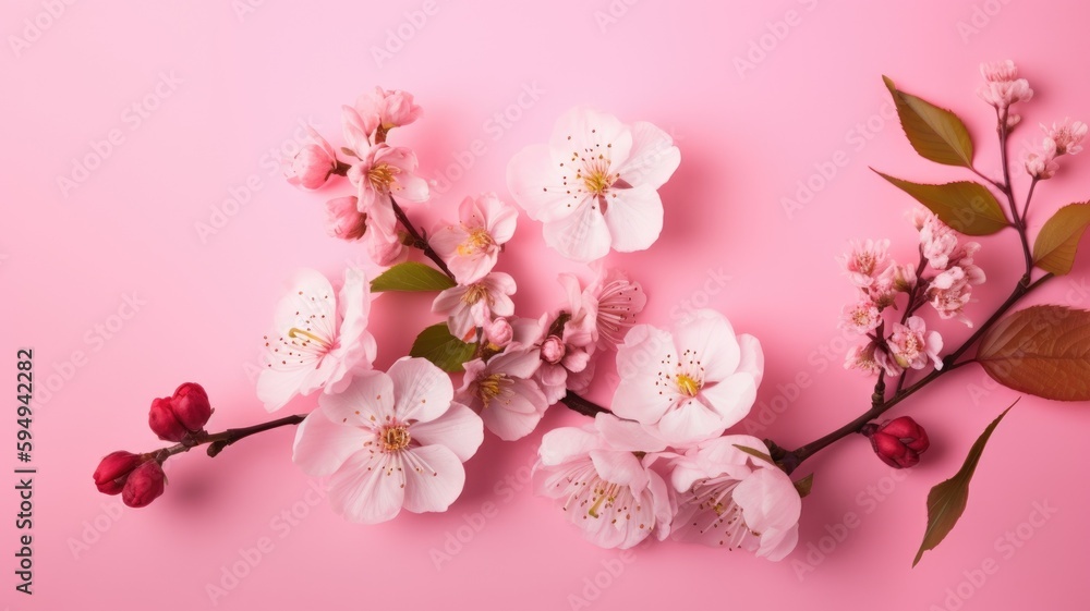 Spring flowers isolated on pink background. AI-Generated. Spring flowers isolated on pink background. AI-Generated.