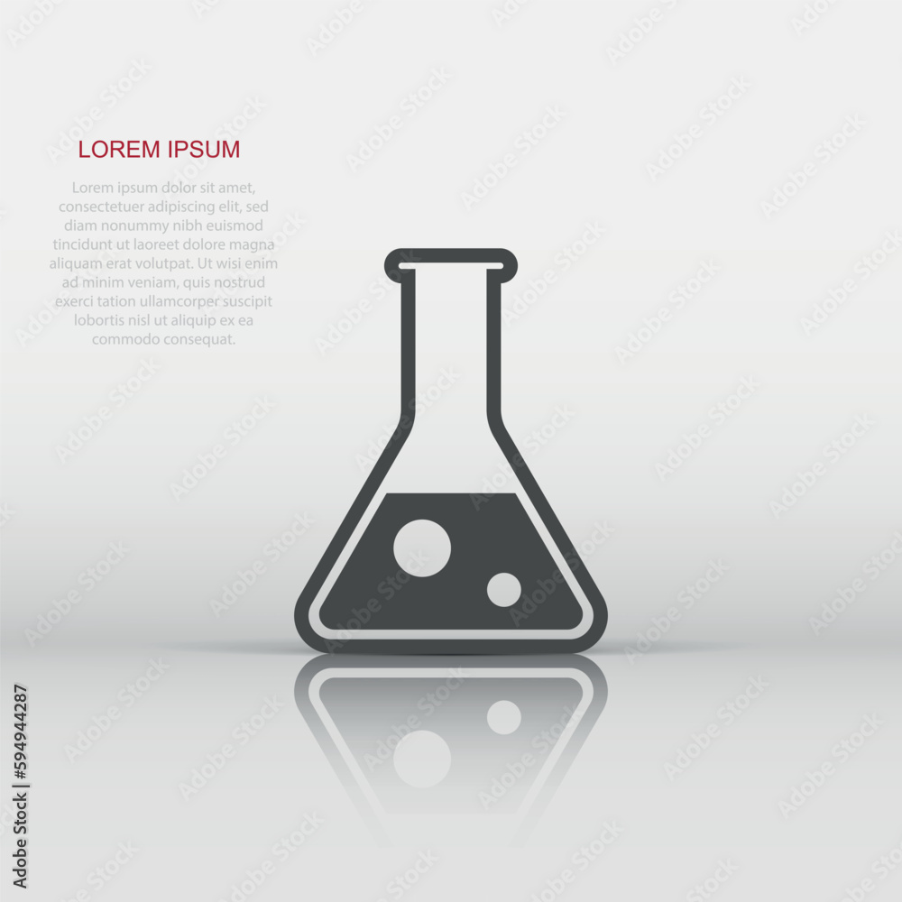 Vector chemical test tube icon in flat style. Laboratory glassware sign illustration pictogram. Flasks business concept. Vector chemical test tube icon in flat style. Laboratory glassware sign illustration pictogram. Flasks business concept.