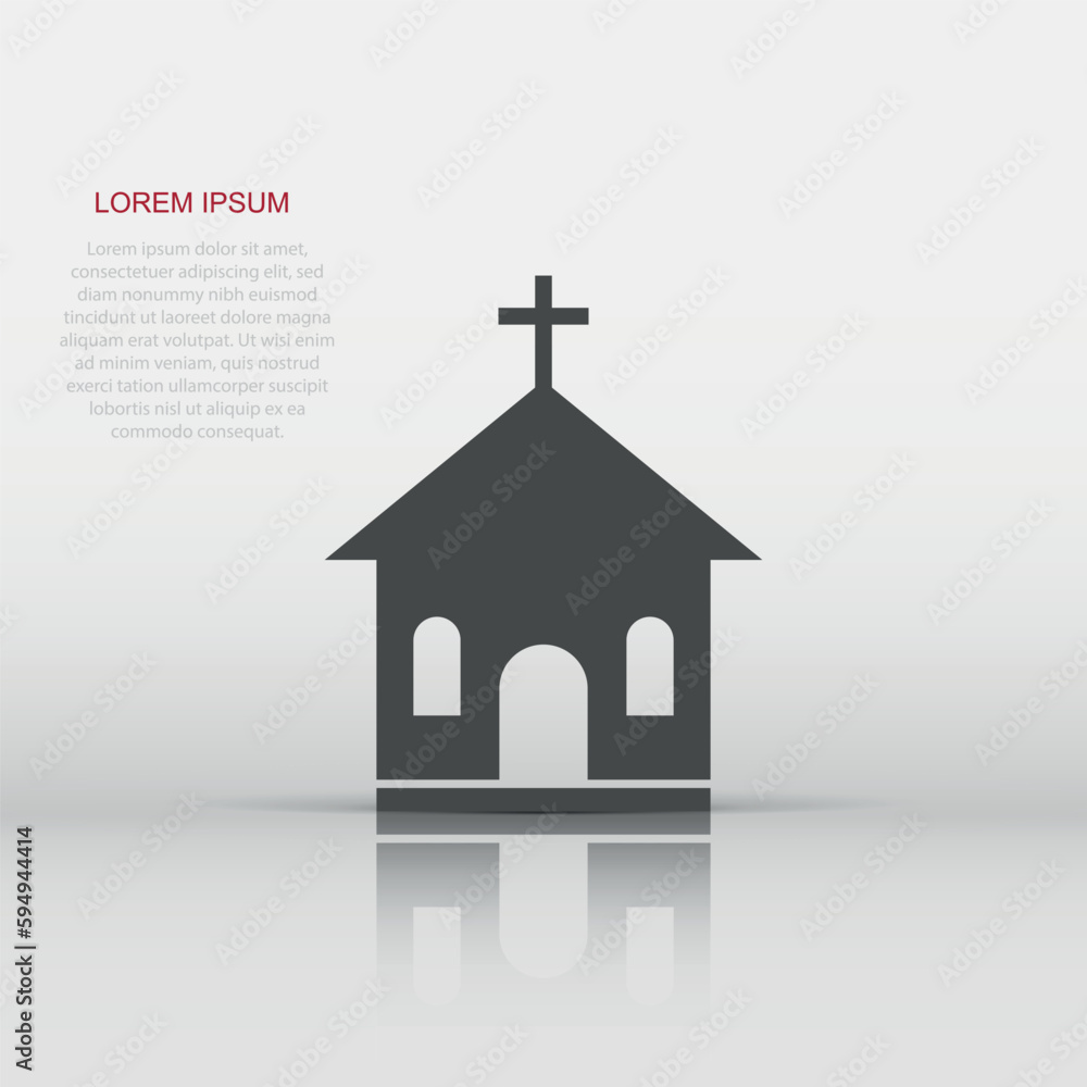 Vector church sanctuary icon in flat style. Chapel sign illustration pictogram. Church business concept.