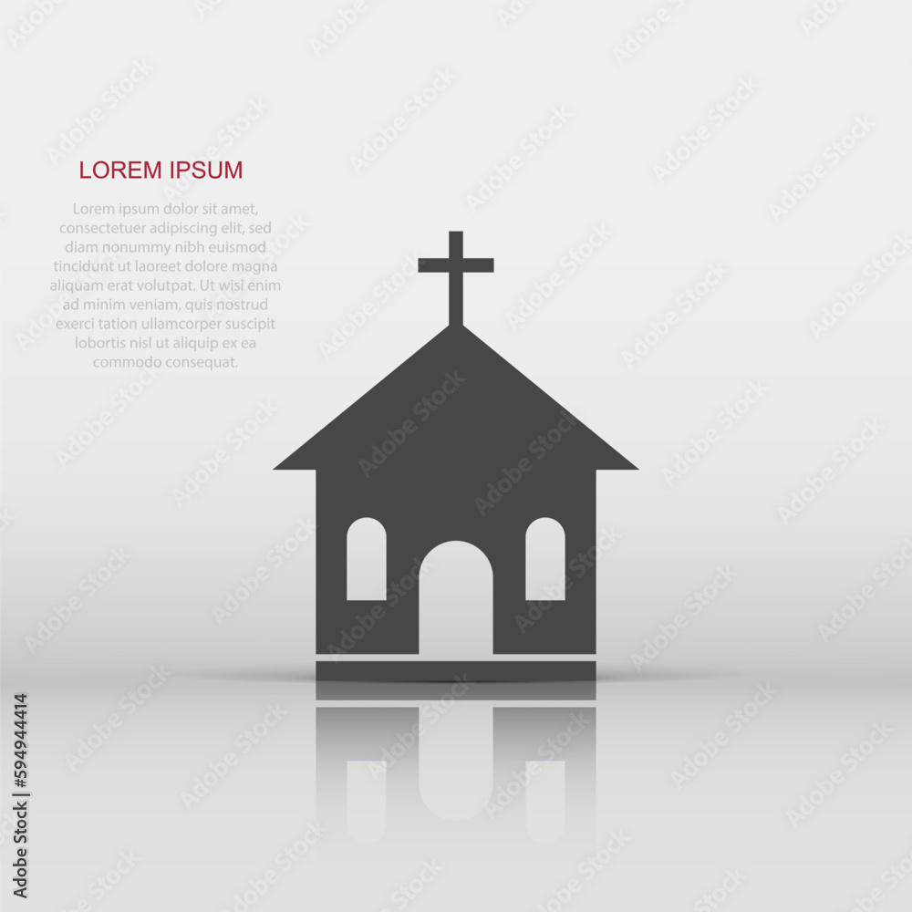 Vector church sanctuary icon in flat style. Chapel sign illustration pictogram. Church business concept. Vector church sanctuary icon in flat style. Chapel sign illustration pictogram. Church business concept.