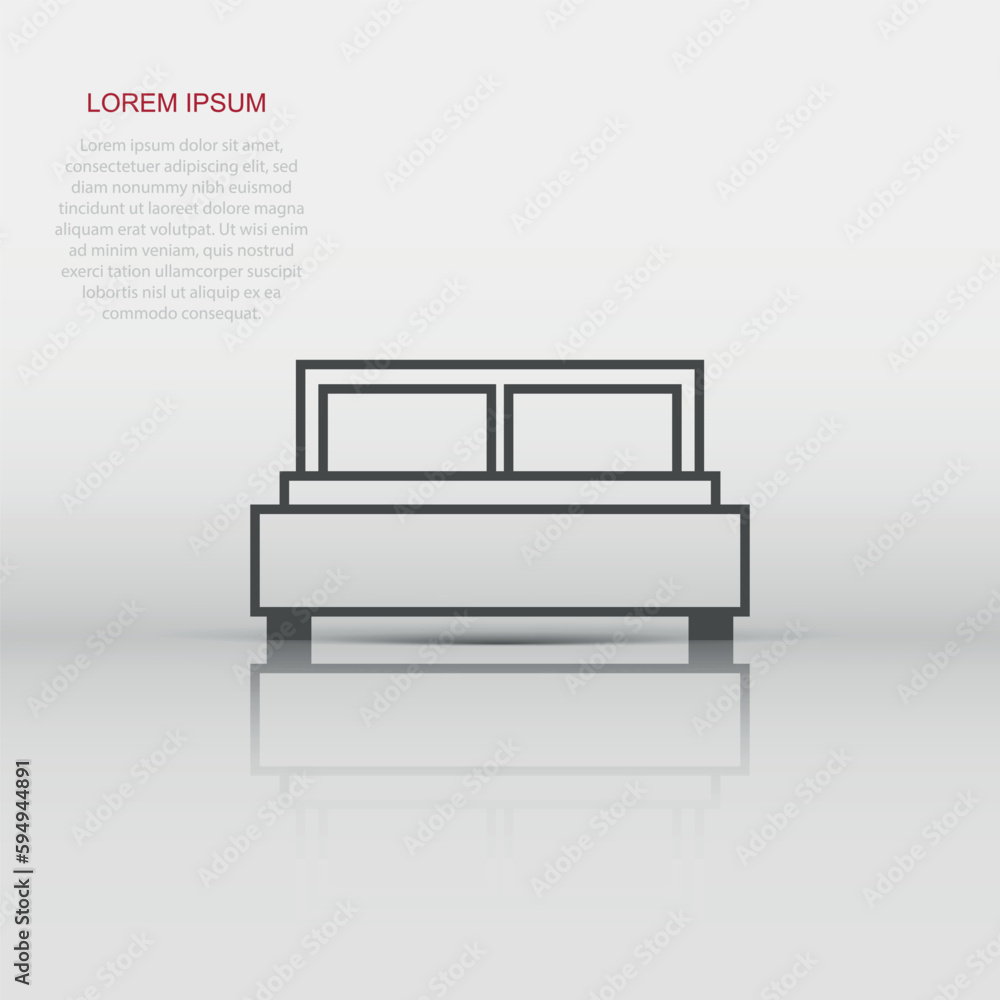 Vector bed icon in flat style. Bedroom sign illustration pictogram. Bed business concept. Vector bed icon in flat style. Bedroom sign illustration pictogram. Bed business concept.
