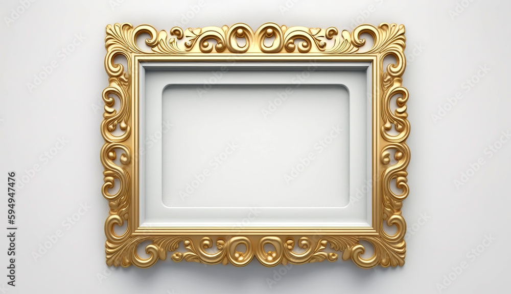 Fotografie Gold vintage frame isolated on white background