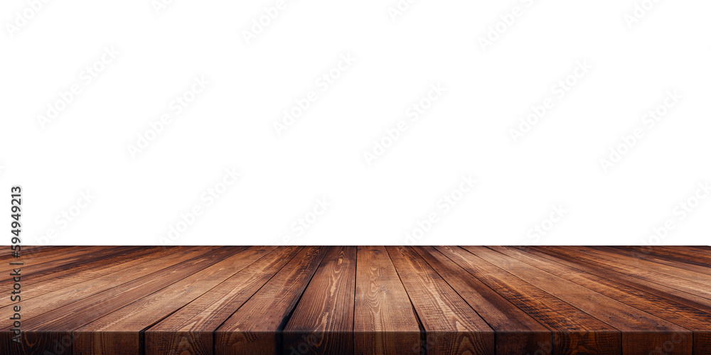 Empty wood table transparent background For product placement - obrazy, fototapety, plakaty 