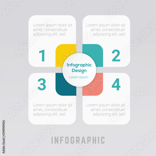 Four steps infographics design vector can be used for presentations, banner, flow chart, info graph, diagram, annual report, web design. Business concept with 4 options, steps or processes