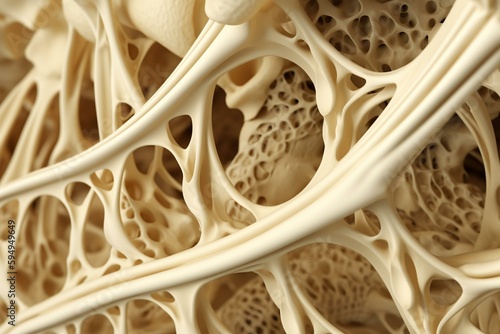 Canvas-taulu Macro view of bone structure illustration. Generative AI