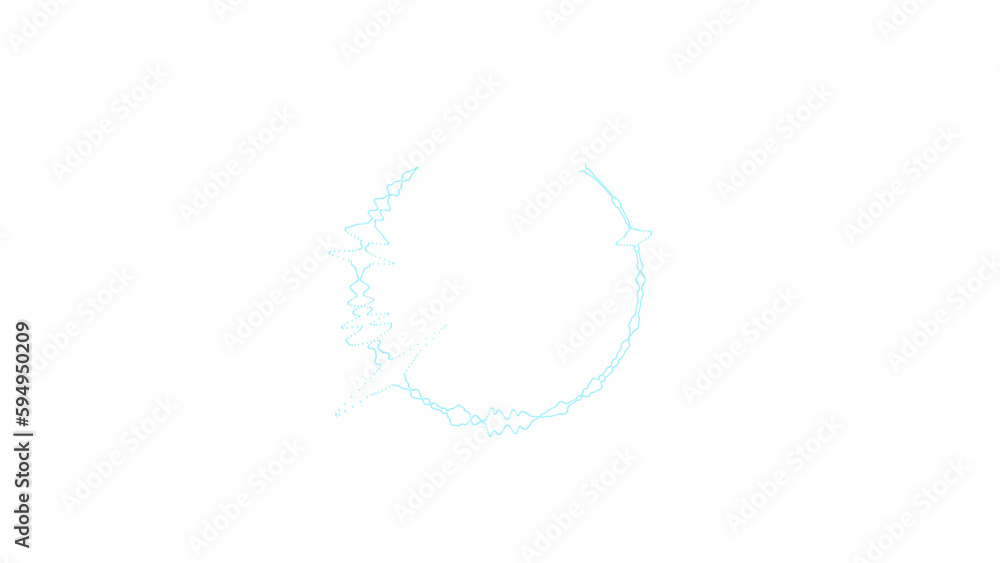Fototapeta premium Bright glowing radial or circular equalizer in neon blue colors with alpha layer.