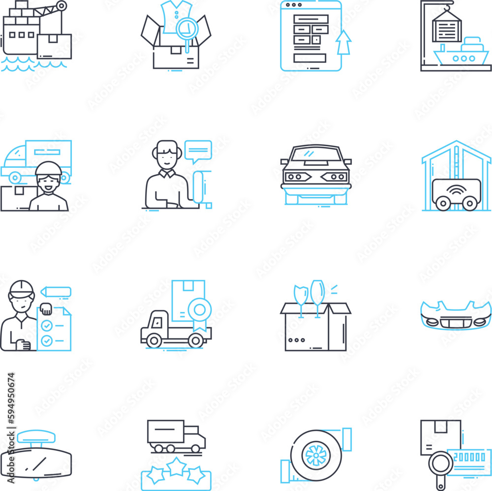 Airplanes linear icons set. Jets, Propellers, Cockpit, Runway, Turbulence, Cabin, Engines line vector and concept signs. Takeoff,Landings,Altitude outline illustrations