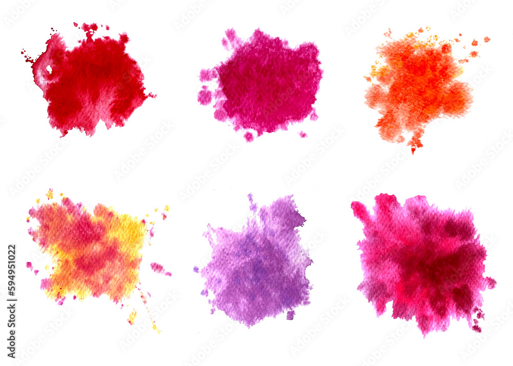 Watercolor abstract background set red colors