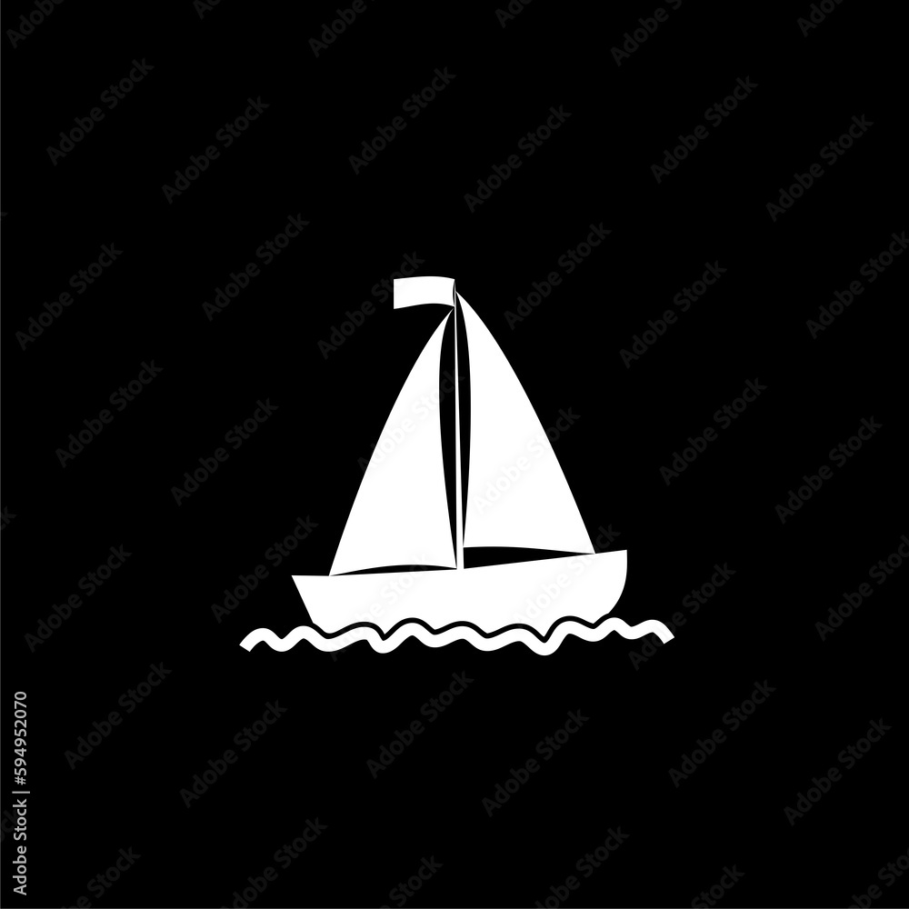 Sailboat Icon isolated on black background 