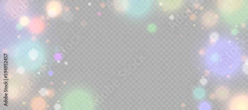 Background of bright glow bokeh. Light background of glare of different light, light frame for web design.