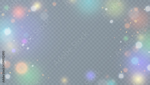 Background of bright glow bokeh. Light background of glare of different light, light frame for web design.