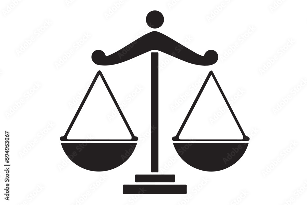 Isolated Black Scales of Justice Icon, Vector Illustration on white Background. Legal Concept Isolated Black Scales of Justice Icon, Vector Illustration on white Background. Legal Concept