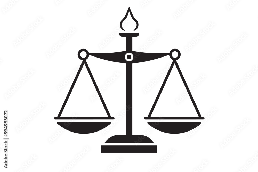Isolated Black Scales of Justice Icon, Vector Illustration on white Background. Legal Concept Isolated Black Scales of Justice Icon, Vector Illustration on white Background. Legal Concept